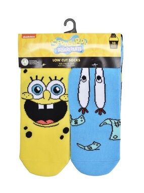 SpongeBob SquarePants 10 Pack Low Cut Socks Size 9-11